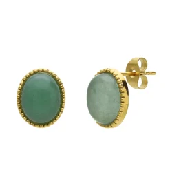 Lucardi Oorbellen Staal - Goudkleurig green New