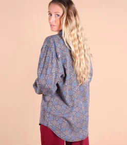 Oxbow Overhemd met print MOSAIC darkGrey Clearance