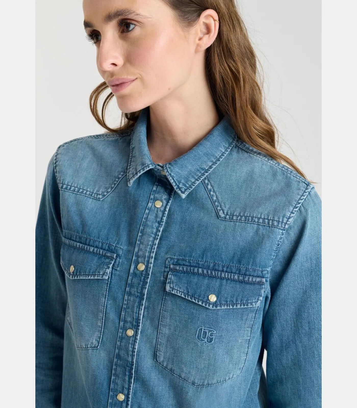 Le Temps des Cerises Overhemd van jeans BARBARA blue Online