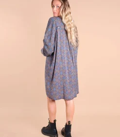 Oxbow Oversized jurk met mandarijnkraag MOSAIC darkGrey Discount