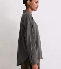 Marc O'Polo Oversized krijtstreep blouse darkGrey Online