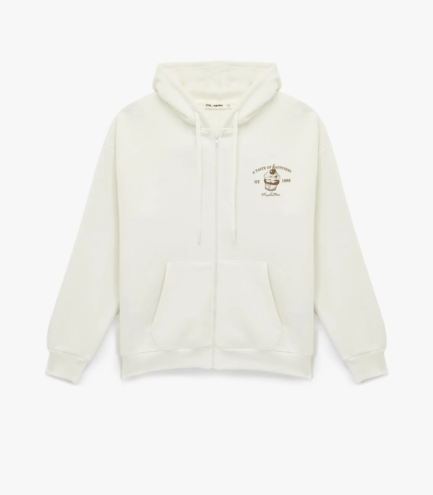 Koton Oversized Sweatshirt met Kangaroozak en Capuchon white Outlet