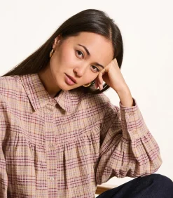 La Fée Maraboutée Oversized violet geruite blouse darkPurple