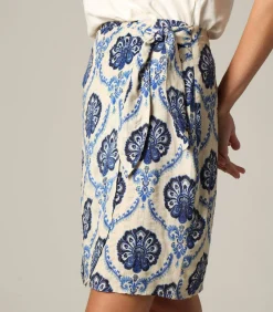 Deeluxe OXALI - Korte bohemien rok met paisleyprint en lurexgaren blue Hot
