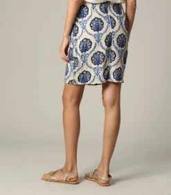 Deeluxe OXALI - Korte bohemien rok met paisleyprint en lurexgaren blue Hot