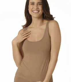 sloggi 2-pack dames hemden GO brede band - Biologisch katoenen dames onderhemd - Ronde hals beige New