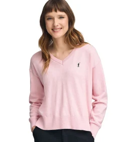 Polo Club Pack van twee damestruien van wolmix in zwart en gemêleerd roze met V-hals en geborduurd Rigby Go-logo multicolor Clearance