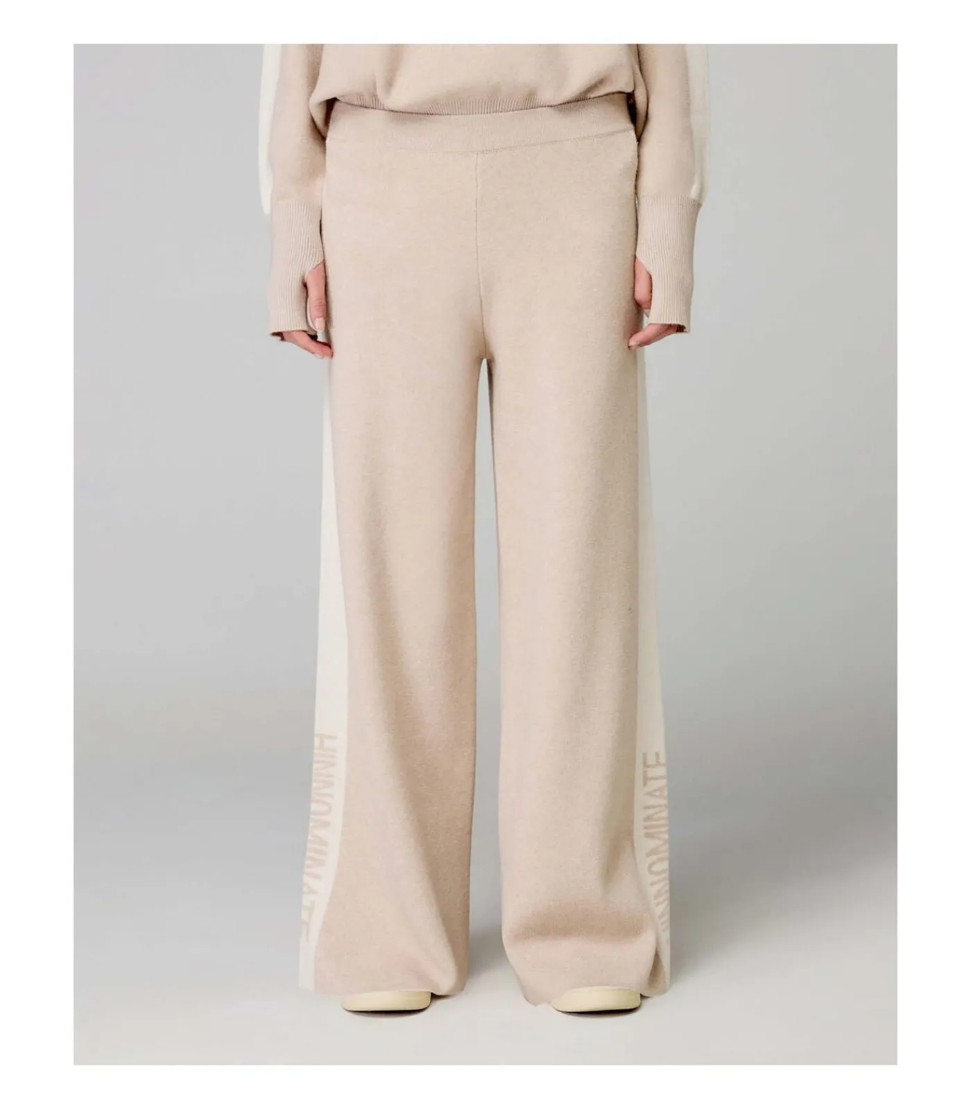 HINNOMINATE Pantalone In Maglia A Palazzo C/Bande In Contrasto beige
