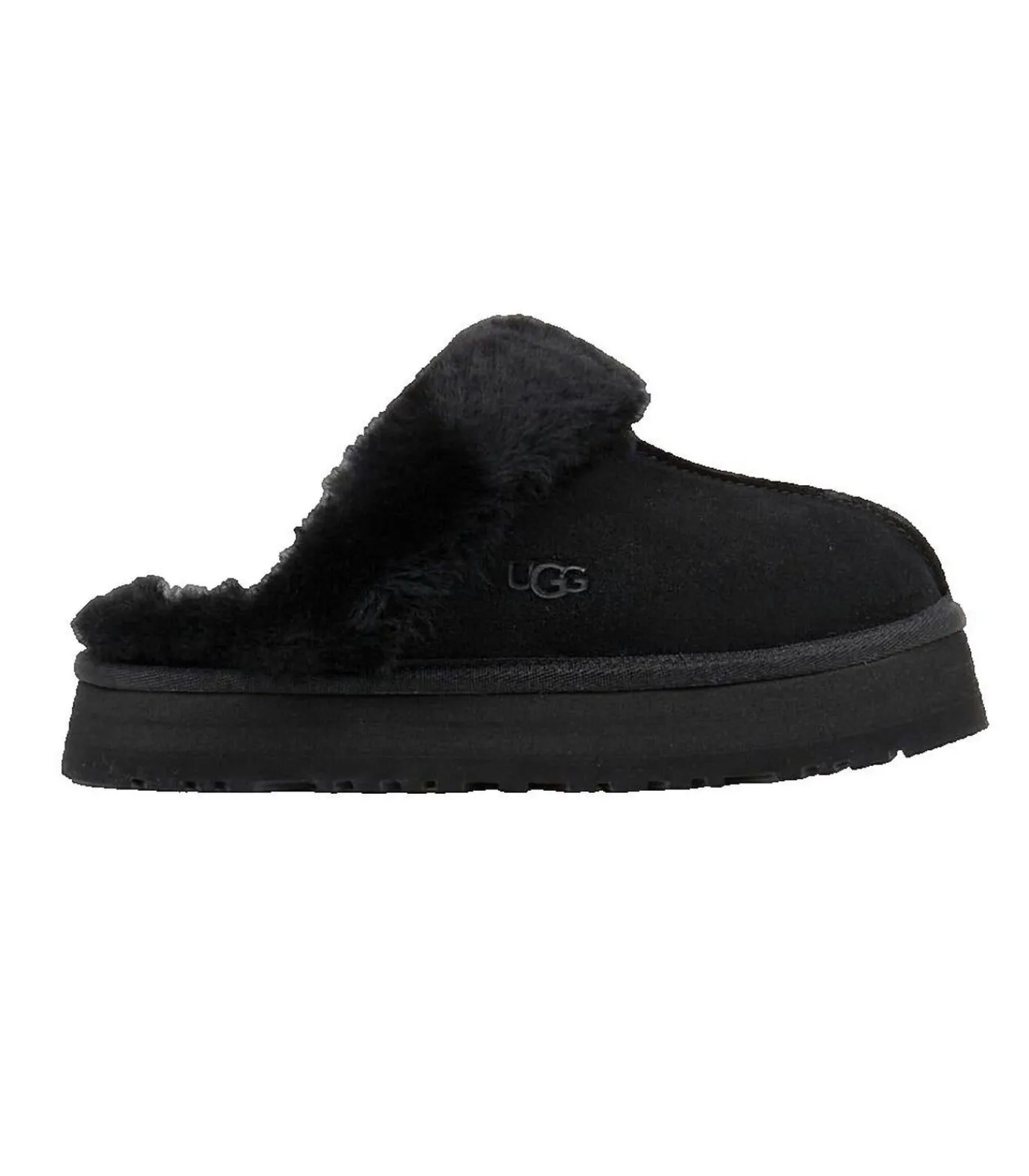 UGG Pantoffels Disquette zwart suède met wol black Hot