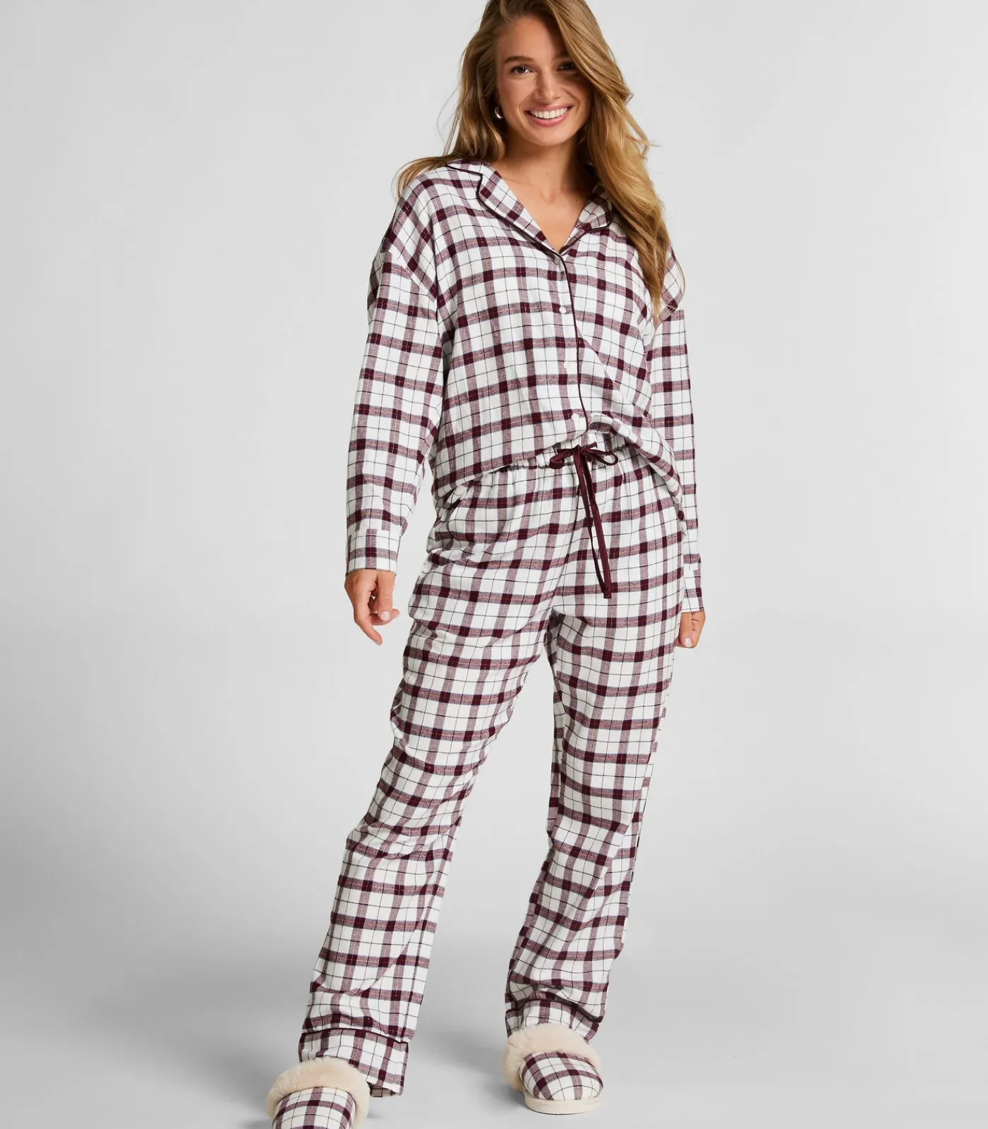 Hunkemöller Petite pyjamabroek Flanel white Best