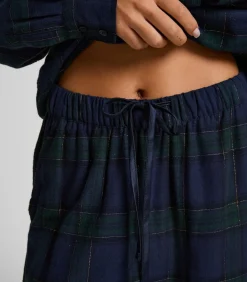 Hunkemöller Petite pyjamabroek Flanel blue Outlet