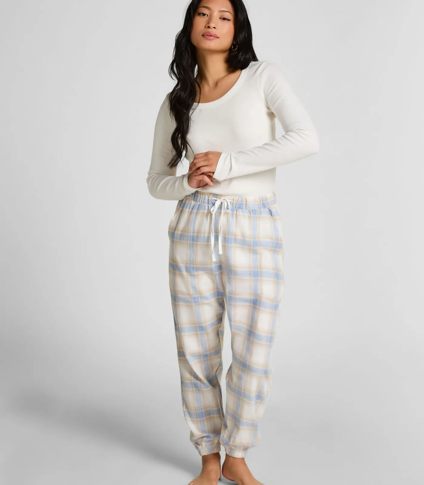 Hunkemöller Petite Pyjamabroek Twill Check blue Hot