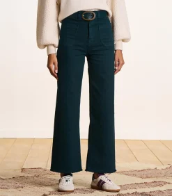 La Fée Maraboutée petrolblauwe flare jeans met hoge taille van organisch katoen petrolBlue Sale