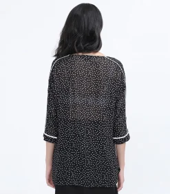 Smart & Joy Polka Dot chiffon witte Bias blouse black Discount