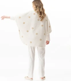 LE CHAT Poncho met knopen en motief ESSENTIEL 178 offWhite Clearance
