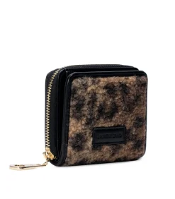 LAURENT DAVID Portefeuille VIOLET leopard beige/black New