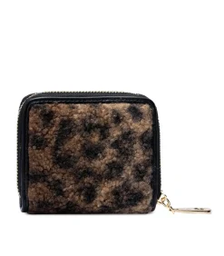 LAURENT DAVID Portefeuille VIOLET leopard beige/black New