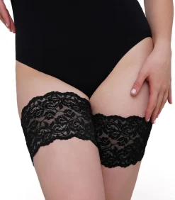 Giulia Positive Anti Chaffing Bands 20den (enkel grote maten) Stay Up panty - Zwart-4XL black Outlet