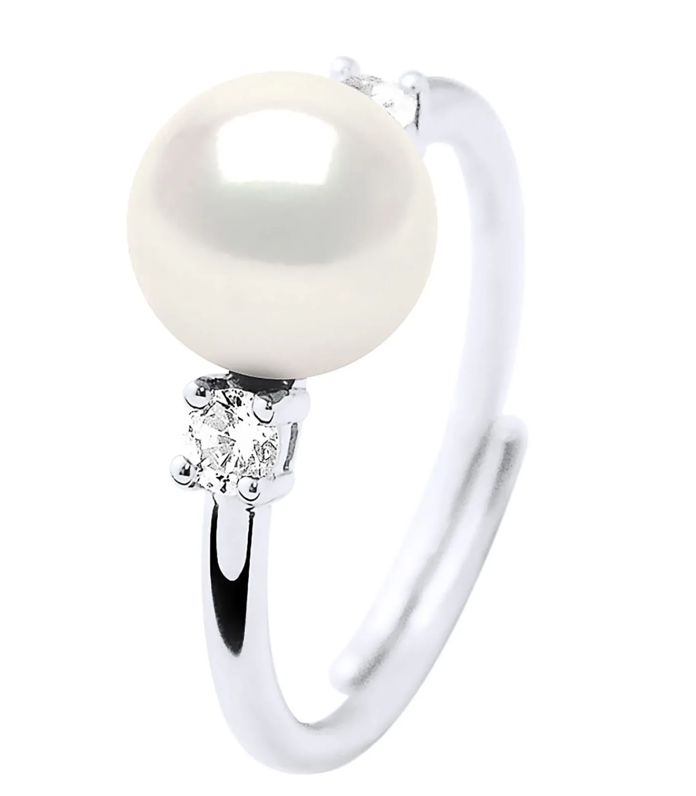 Pearls & Colors Prestige sieradenring - echte zoetwater gekweekte parelknop 7-8 mm - natuurlijk wit - 925 zilveren duizendsten - verstelbare maat white New