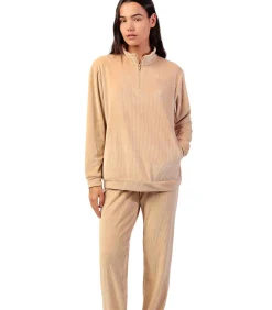 ADMAS Pyjama broek sweatshirt lange mouwen ADM Home beige Best