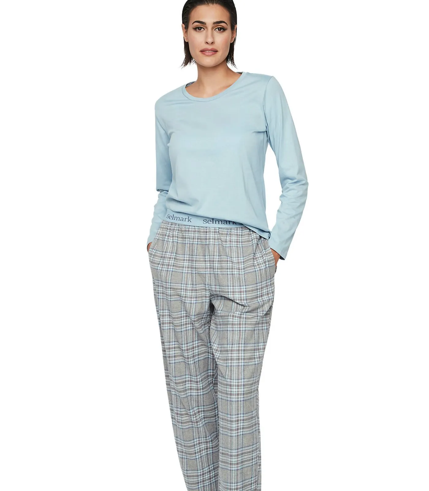 SELMARK Pyjama broek top lange mouwen P114 HERITAGE gray Online