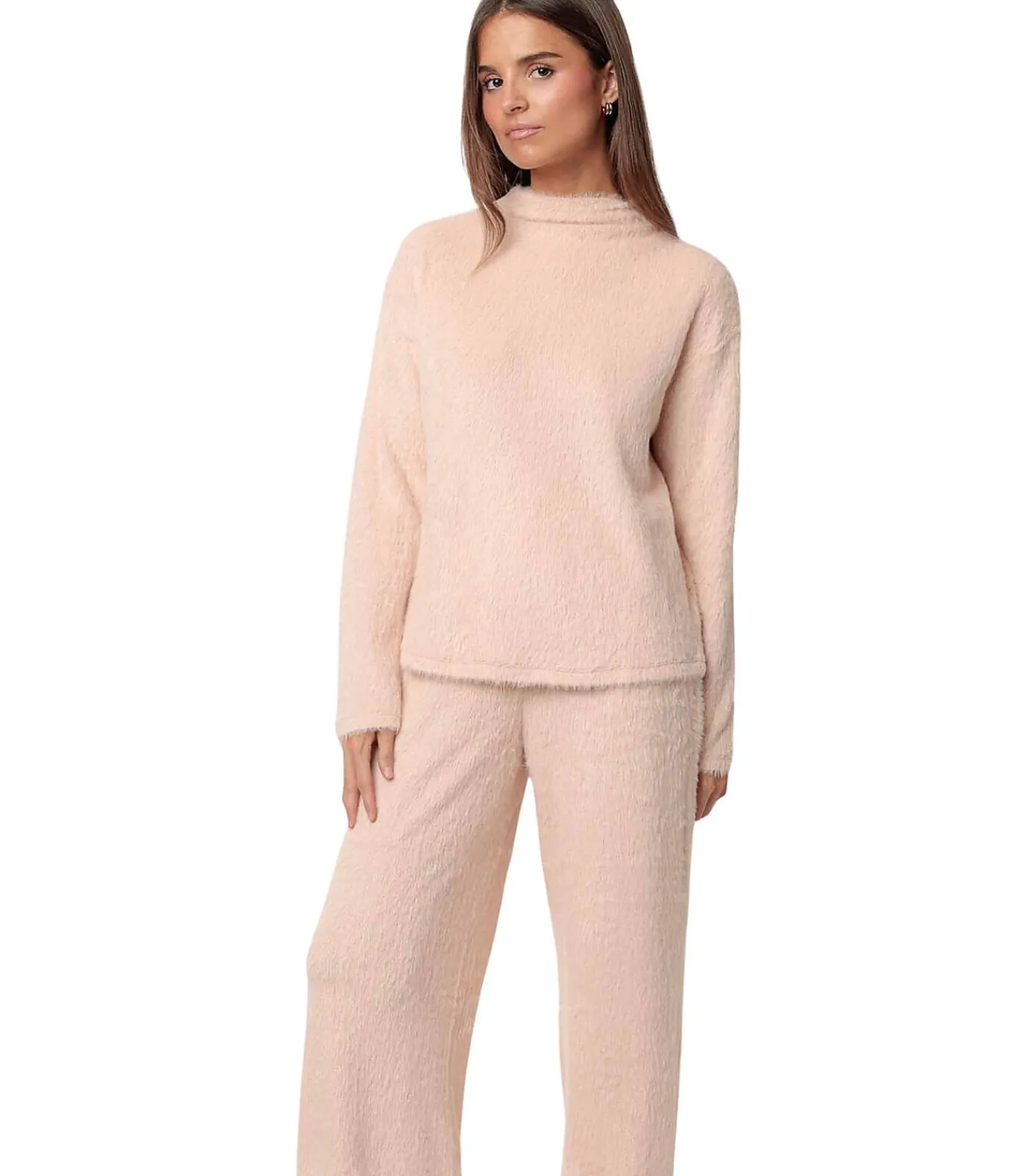 ADMAS Pyjama broek top lange mouwen Furry orange Hot
