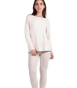 ADMAS Pyjama legging top lange mouwen ronde hals Elegant Bij beige