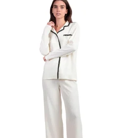 ADMAS Pyjama met wijde broek en shirt lange mouwen Stitching white Sale