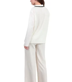 ADMAS Pyjama met wijde broek en shirt lange mouwen Stitching white Sale