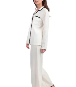 ADMAS Pyjama met wijde broek en shirt lange mouwen Stitching white Sale