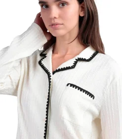 ADMAS Pyjama met wijde broek en shirt lange mouwen Stitching white Sale