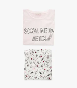 Koton Pyjama Set Korte Mouwen Katoen Bedrukt white Online