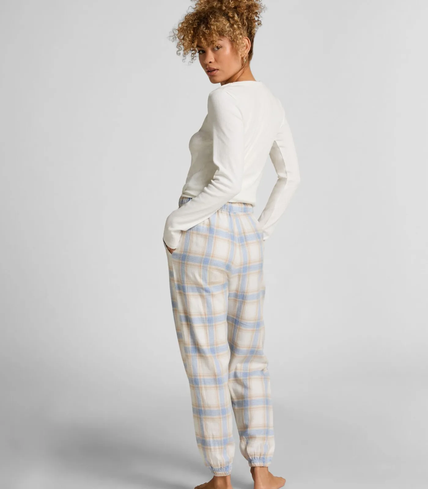 Hunkemöller Pyjamabroek Flannel blue Sale
