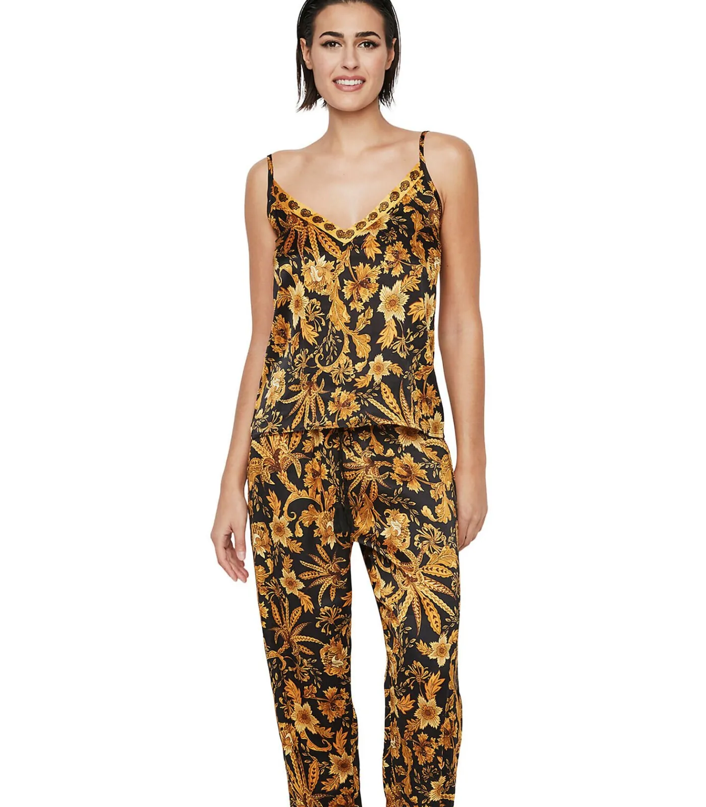 SELMARK Pyjamabroek hemdje tanktop P117 ACANTHUS black Outlet