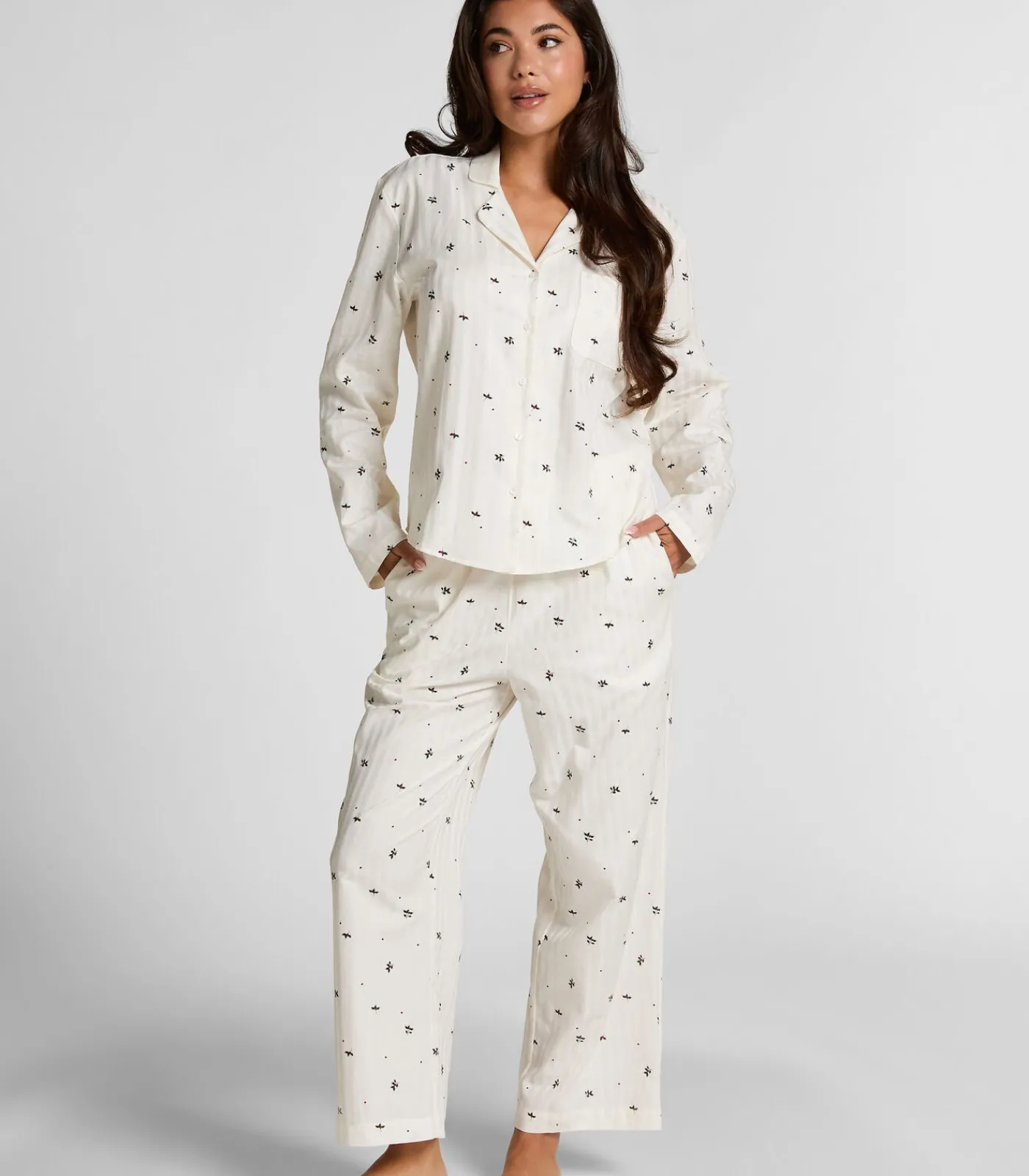 Hunkemöller Pyjamabroek met maretakprint white Outlet