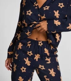 Hunkemöller Pyjamaset Gingerbread blue Outlet