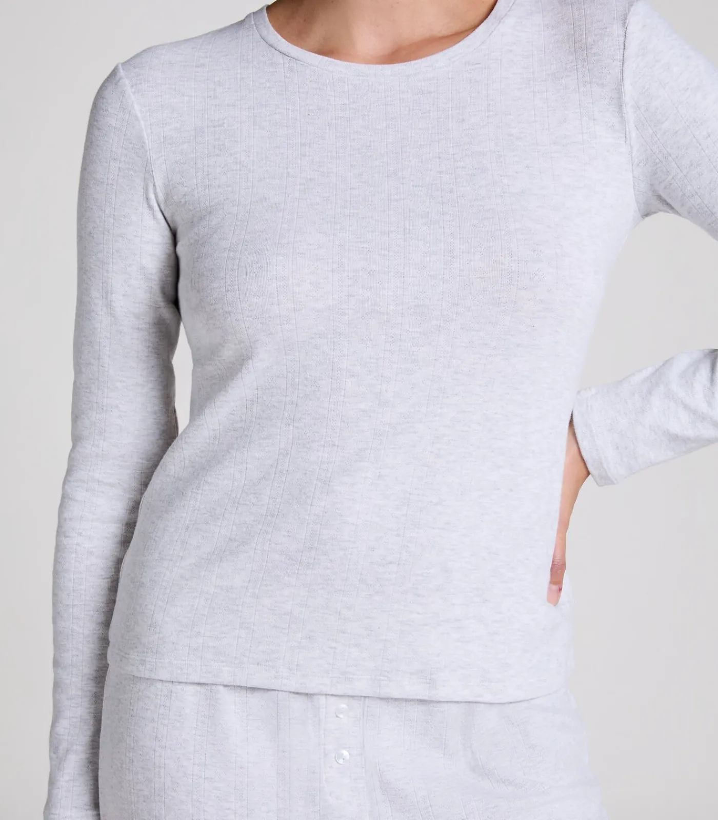 Hunkemöller Pyjamatop Pointelle gray Outlet