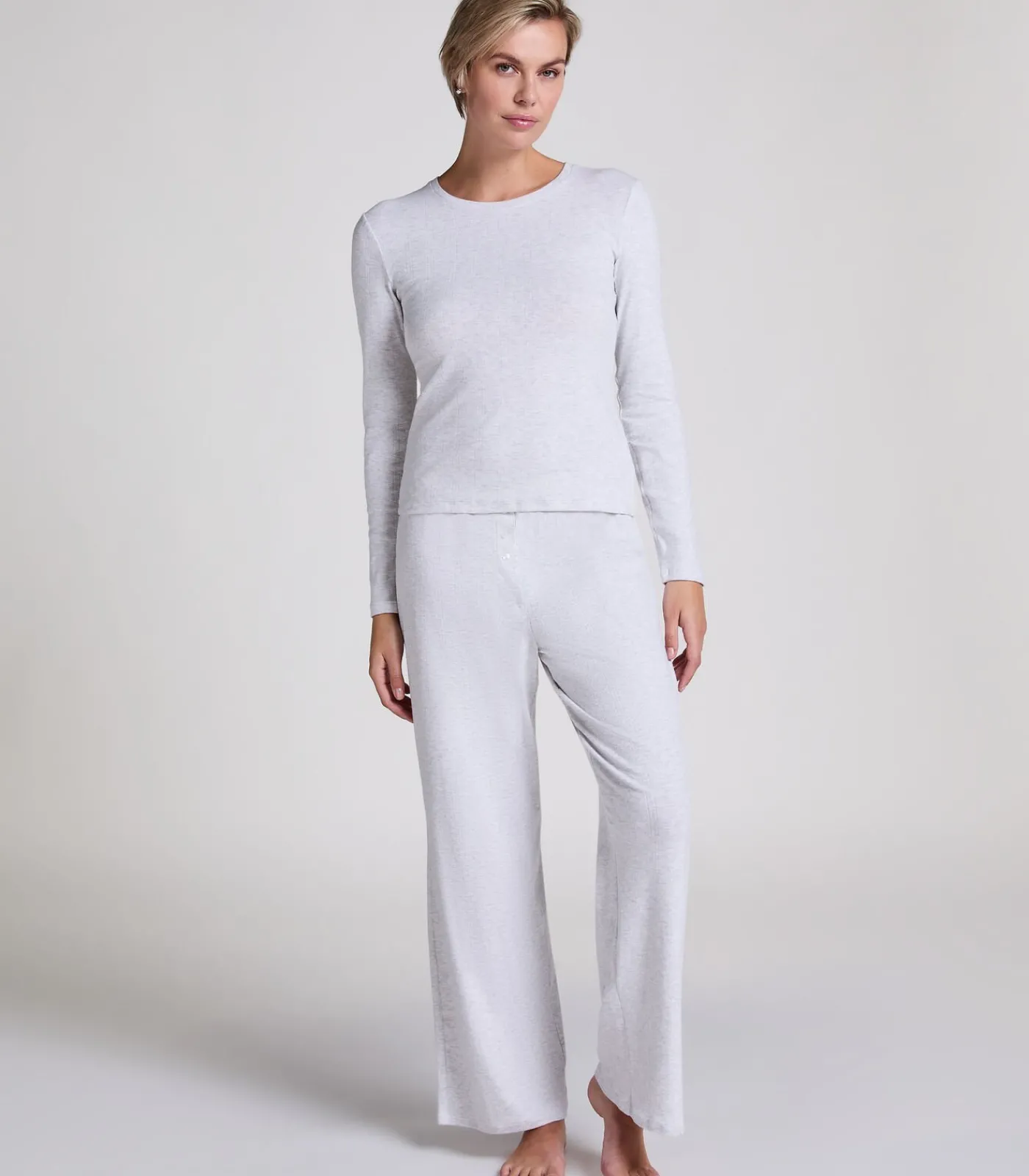 Hunkemöller Pyjamatop Pointelle gray Outlet