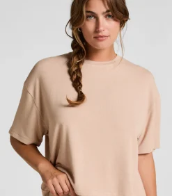 Hunkemöller Pyjamatop van geborstelde jersey beige New