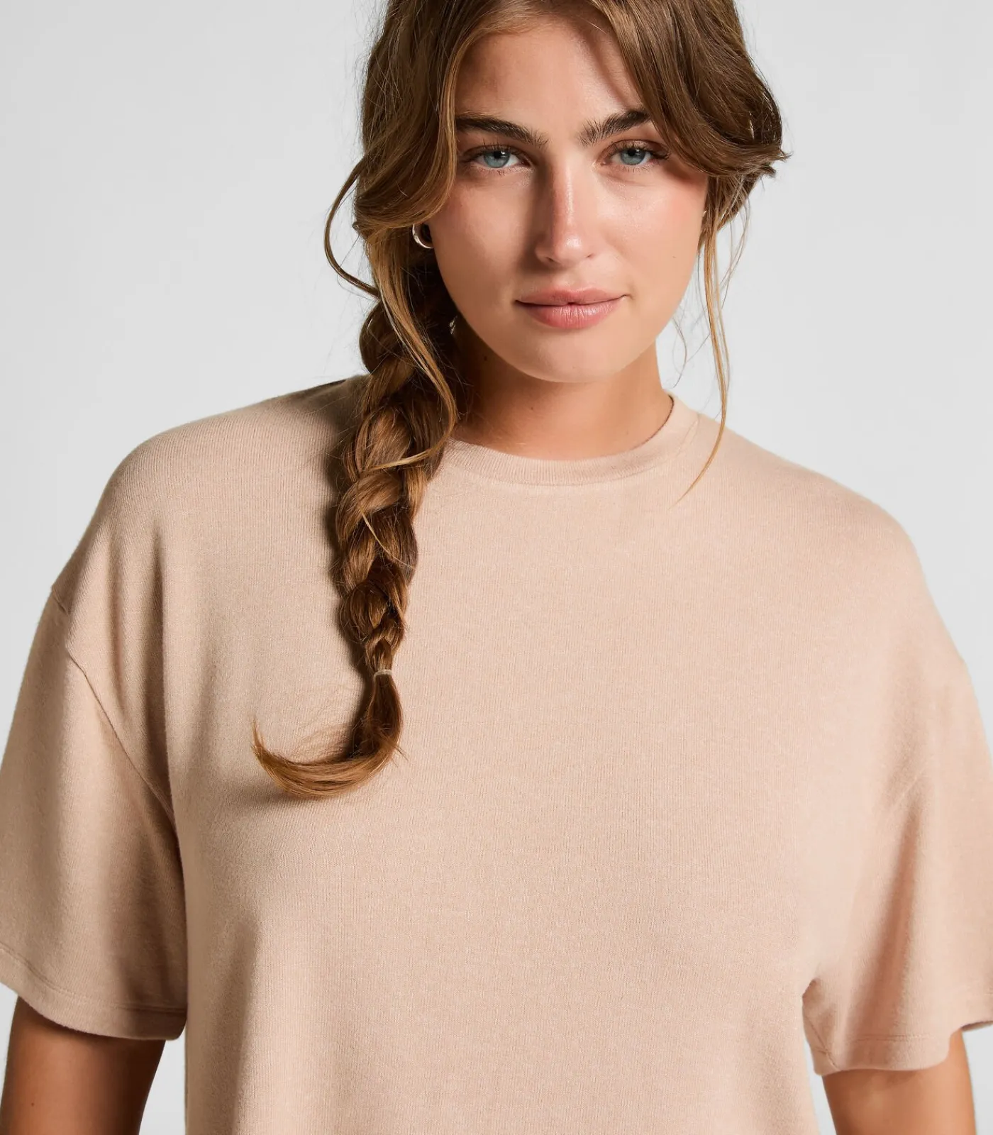Hunkemöller Pyjamatop van geborstelde jersey beige New