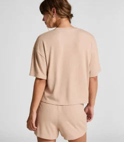 Hunkemöller Pyjamatop van geborstelde jersey beige New