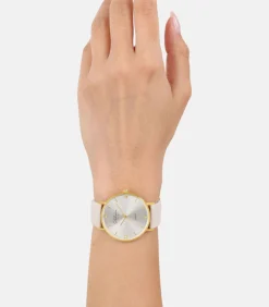 s.Oliver Quarzuhr voor dames, roestvrij staal | kunstleer gold Outlet