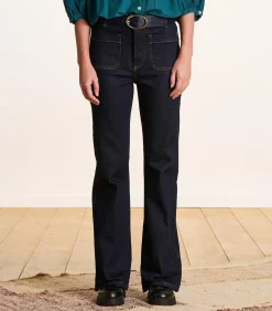 La Fée Maraboutée Raw bootcut jeans van organisch katoen darkBlue New