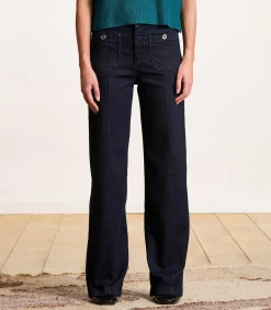 La Fée Maraboutée Rechte jeans met wijde pijpen van biologisch katoen darkBlue Sale
