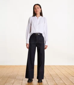 La Fée Maraboutée Rechte jeans van biologisch katoen in raw denim darkBlue Hot