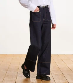 La Fée Maraboutée Rechte jeans van biologisch katoen in raw denim darkBlue Hot