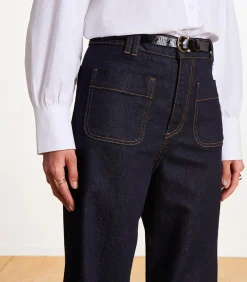 La Fée Maraboutée Rechte jeans van biologisch katoen in raw denim darkBlue Hot
