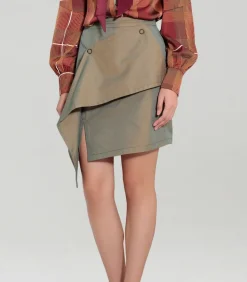 Smart & Joy Rechte rok met afneembaar voorpand oliveGreen Sale