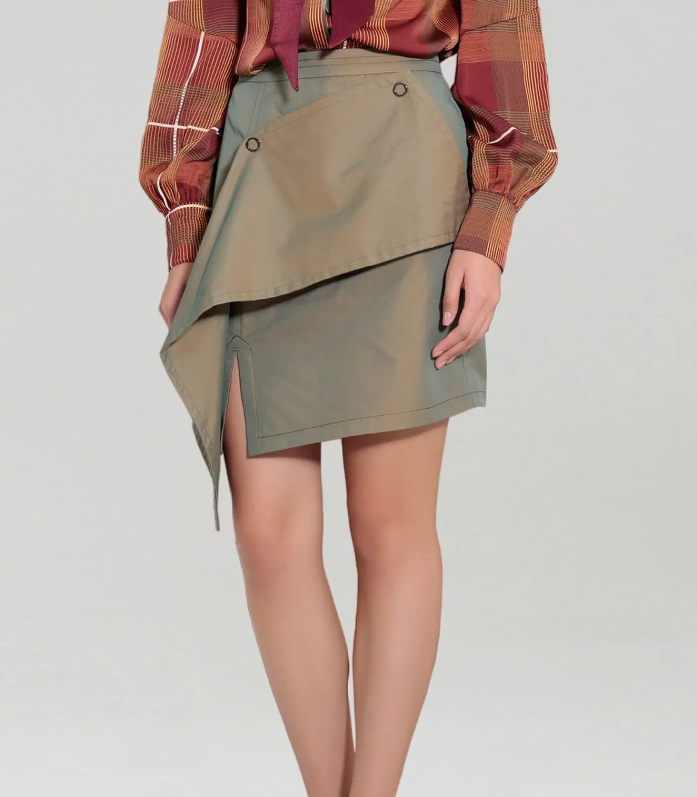 Smart & Joy Rechte rok met afneembaar voorpand oliveGreen Sale