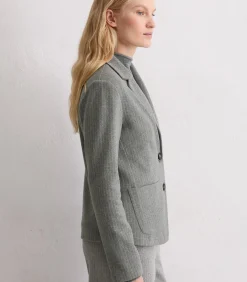 Marc O'Polo Regular blazer van krijtstreepjersey antraciteGrey Clearance